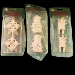 Holiday Collectible Ornaments with Gold Trim Set Of 3 New In Package